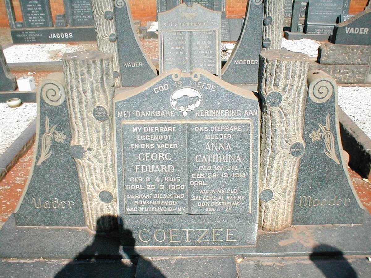 COETZEE Georg Eduard 1905-1958 &amp; Anna Cathrina VAN ZYL 1914-