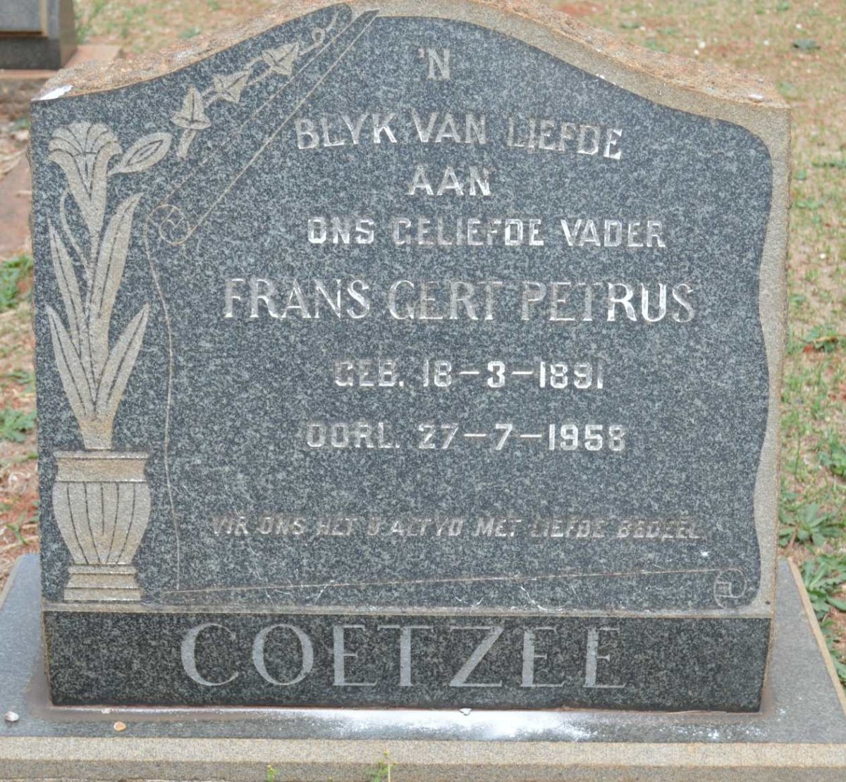 COETZEE Frans Gert Petrus 1891-1958