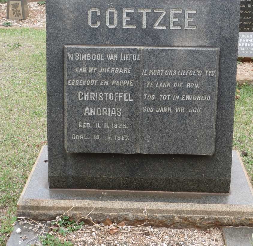 COETZEE Christoffel Andrias 1929-1957