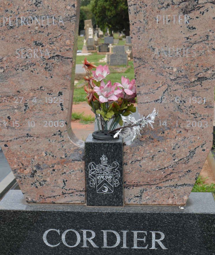 CORDIER Pieter Andries 1921-2003 &amp; Petronella Segrya 1928-2003