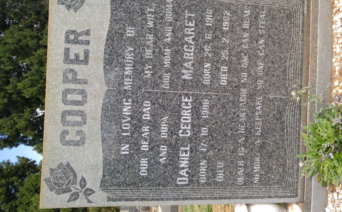 COOPER Daniel George 1908- &amp; Margaret 1916-1982