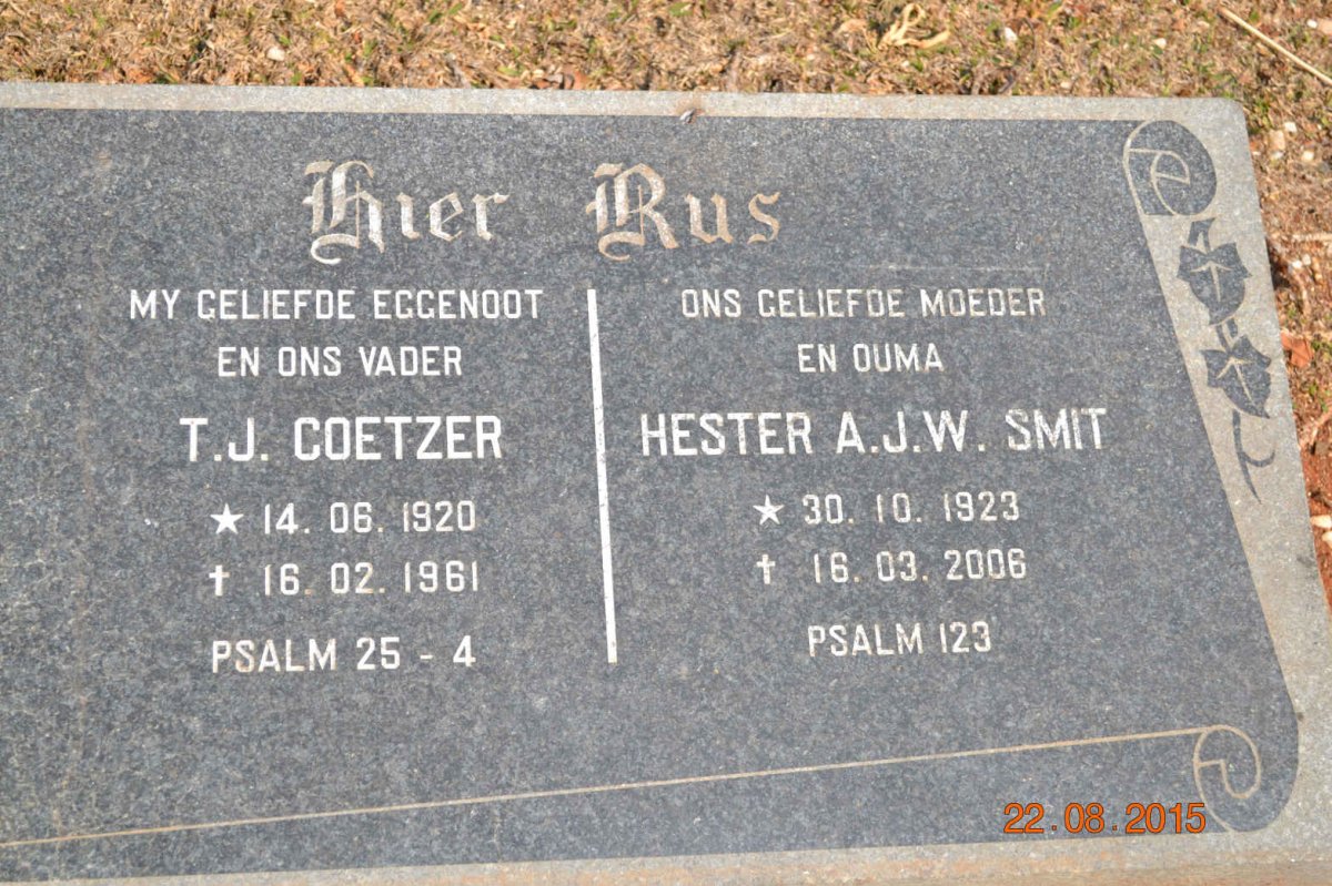 COETZER T.J. 1920-1961 :: SMIT Hester A.J.W. 1923-2006