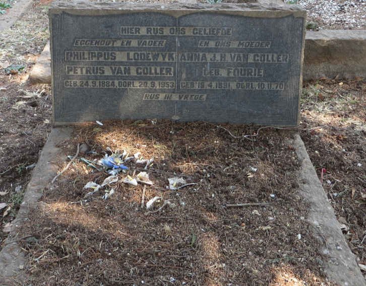 COLLER Philippus Lodewyk Petrus, van 1884-1953 &amp; Anna J.H. FOURIE 1891-1970