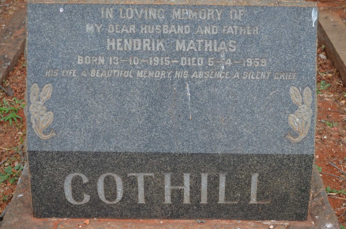 COTHILL Hendrik Mathias 1915-1958