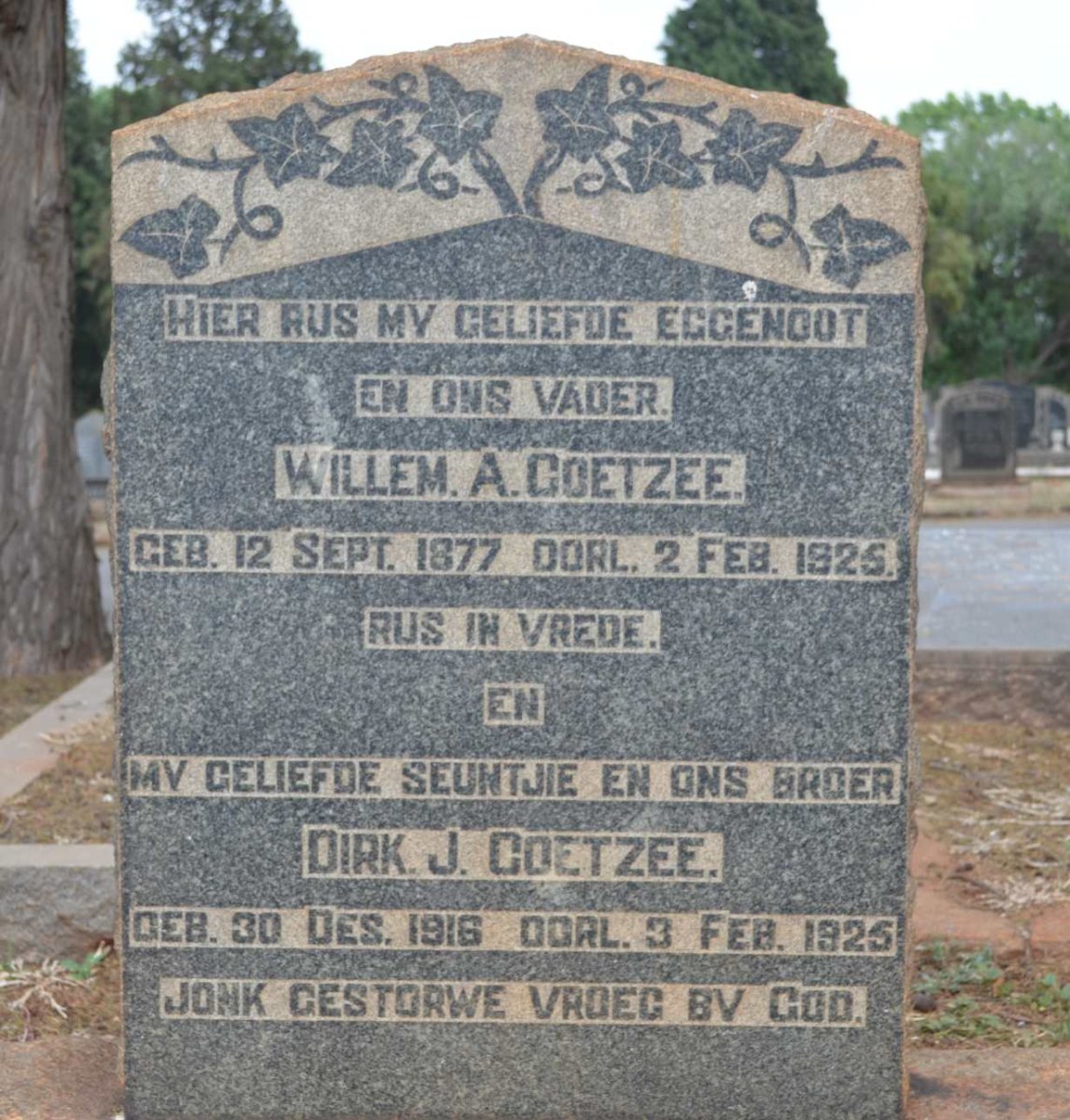 COETZEE Willem A. 1877-1925 :: COETZEE Dirk J. 1916-1925