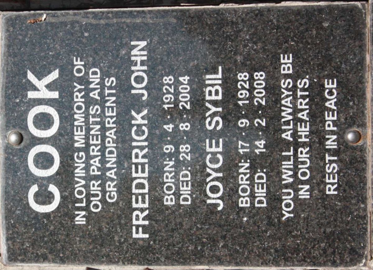 COOK Frederick John 1928-2004 &amp; Joyce Sybil 1928-2008