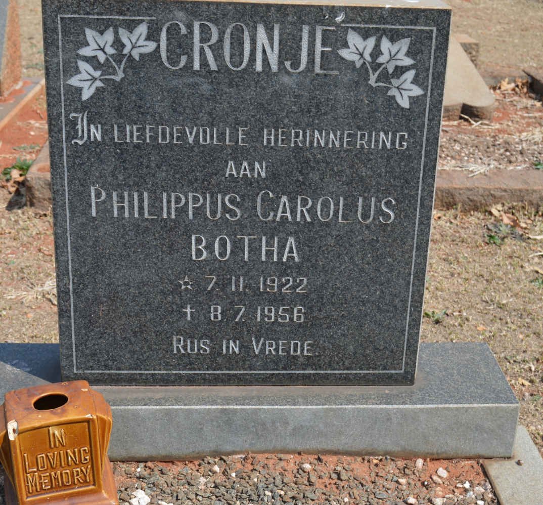 CRONJÉ Philippus Carolus Botha 1922-1956