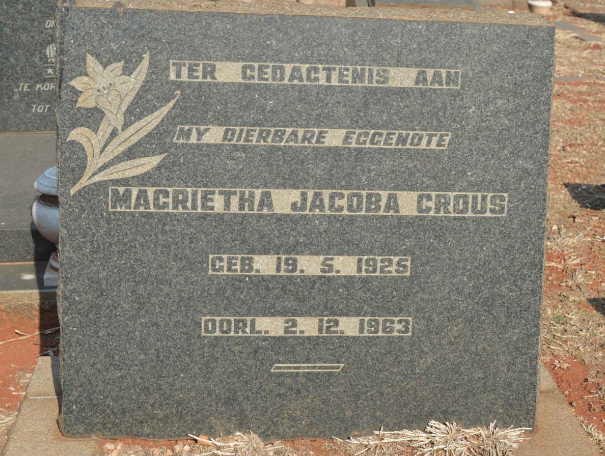 CROUS Magrietha Jacoba 1925-1963