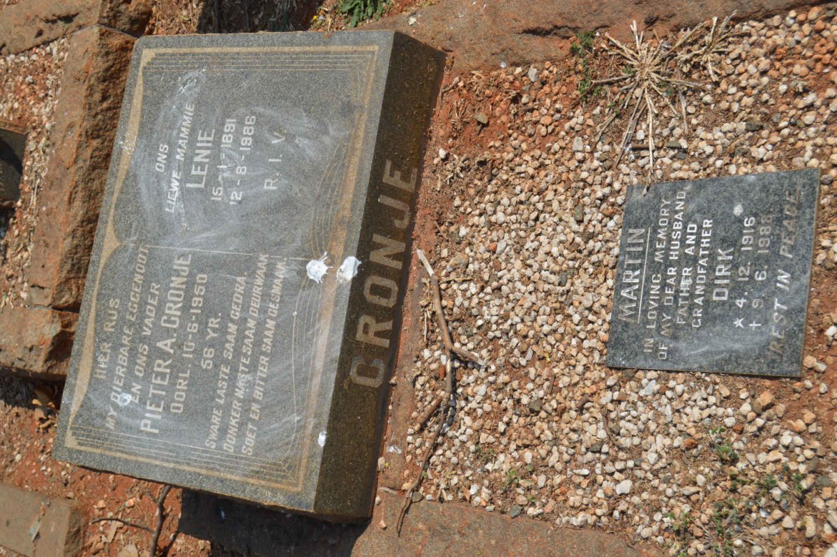 CRONJE Pieter A. -1950 &amp; Lenie 1891-1986 :: MARTIN Dirk 1916-1988