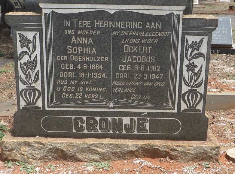 CRONJÉ Ockert Jacobus 1882-1947 &amp; Anna Sophia OBERHOLZER 1884-1954