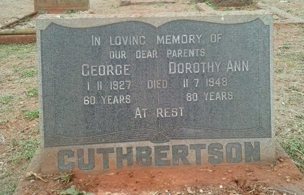 CUTHBERTSON George -1927 &amp; Dorothy Ann -1948