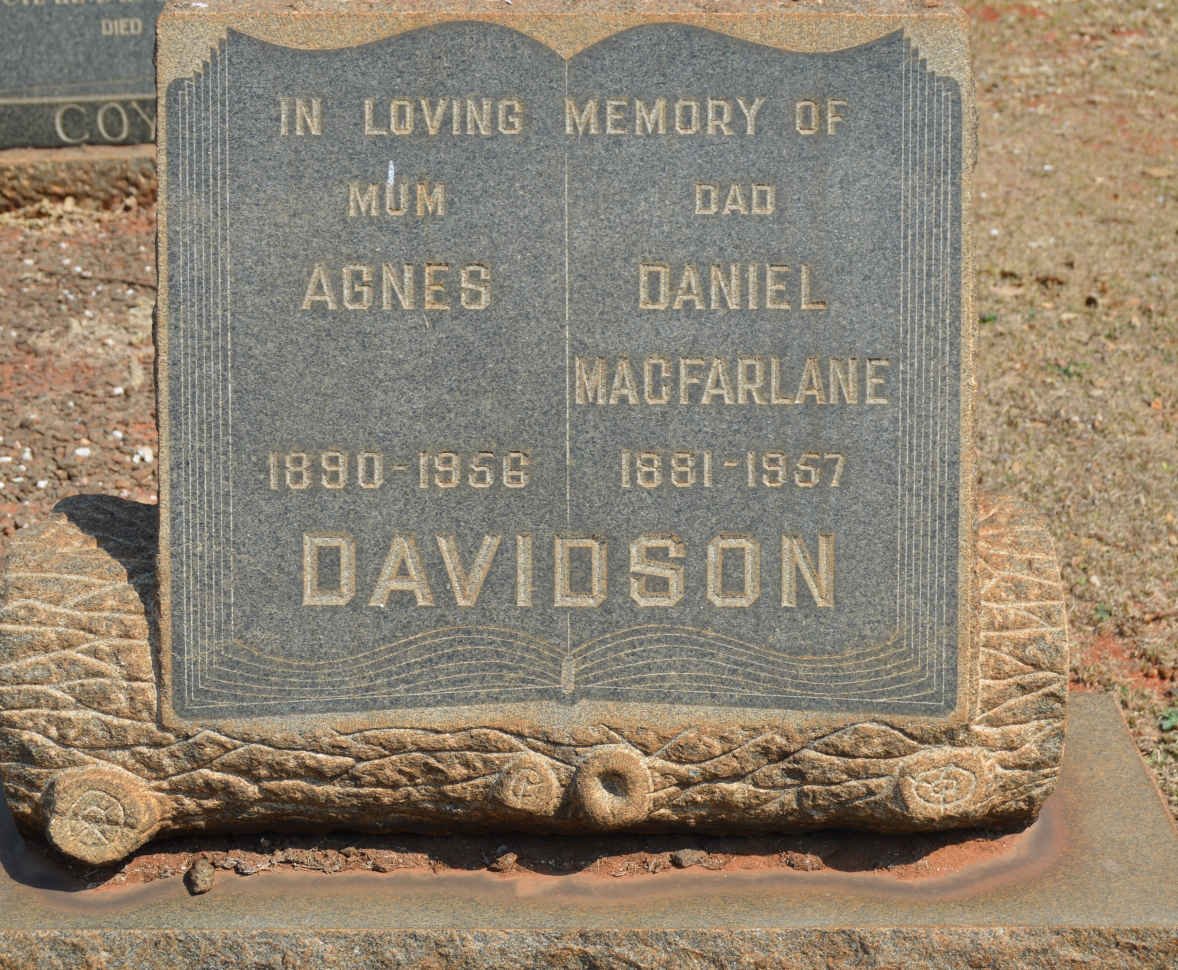 DAVIDSON Daniel Macfarlane 1881-1957 &amp; Agnes 1890-1956