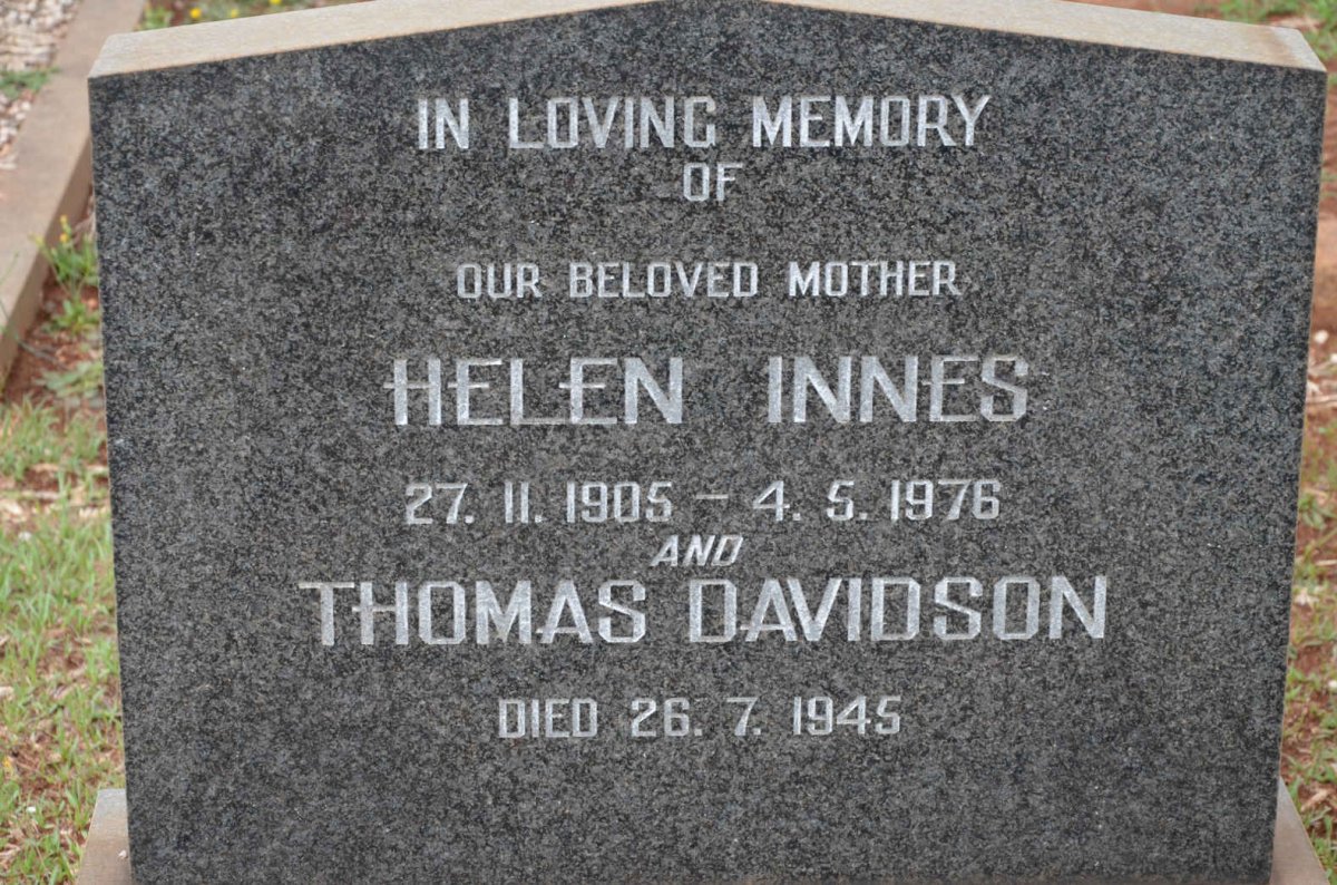 DAVIDSON Thomas -1945 &amp; Helen Innes 1905-1976