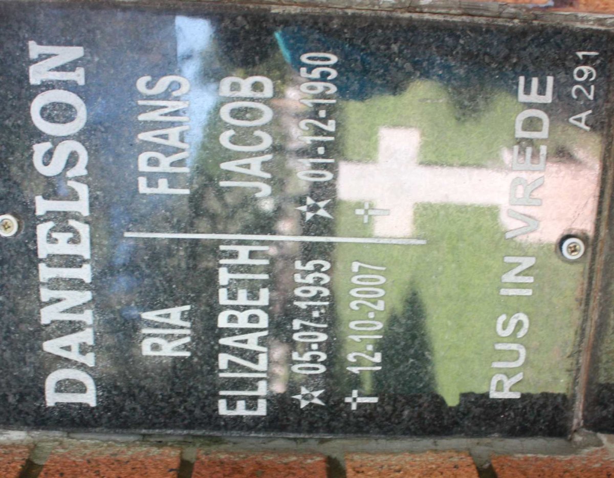 DANIELSON Frans Jacob 1950- &amp; Ria Elizabeth 1955-2007