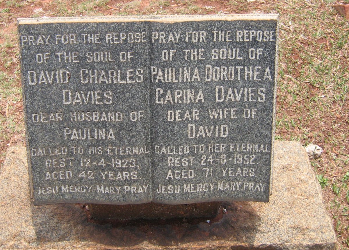 DAVIES David Charles -1923 &amp; Paulina Dorothea Garina -1952
