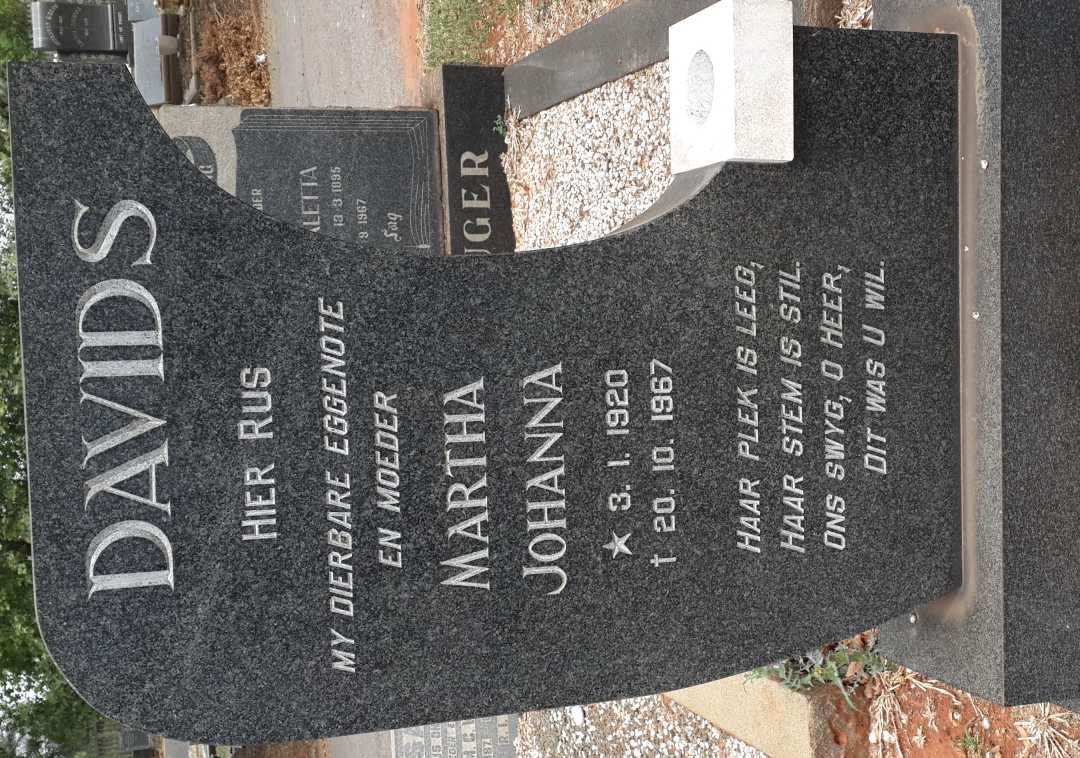 DAVIDS Martha Johanna 1920-1967
