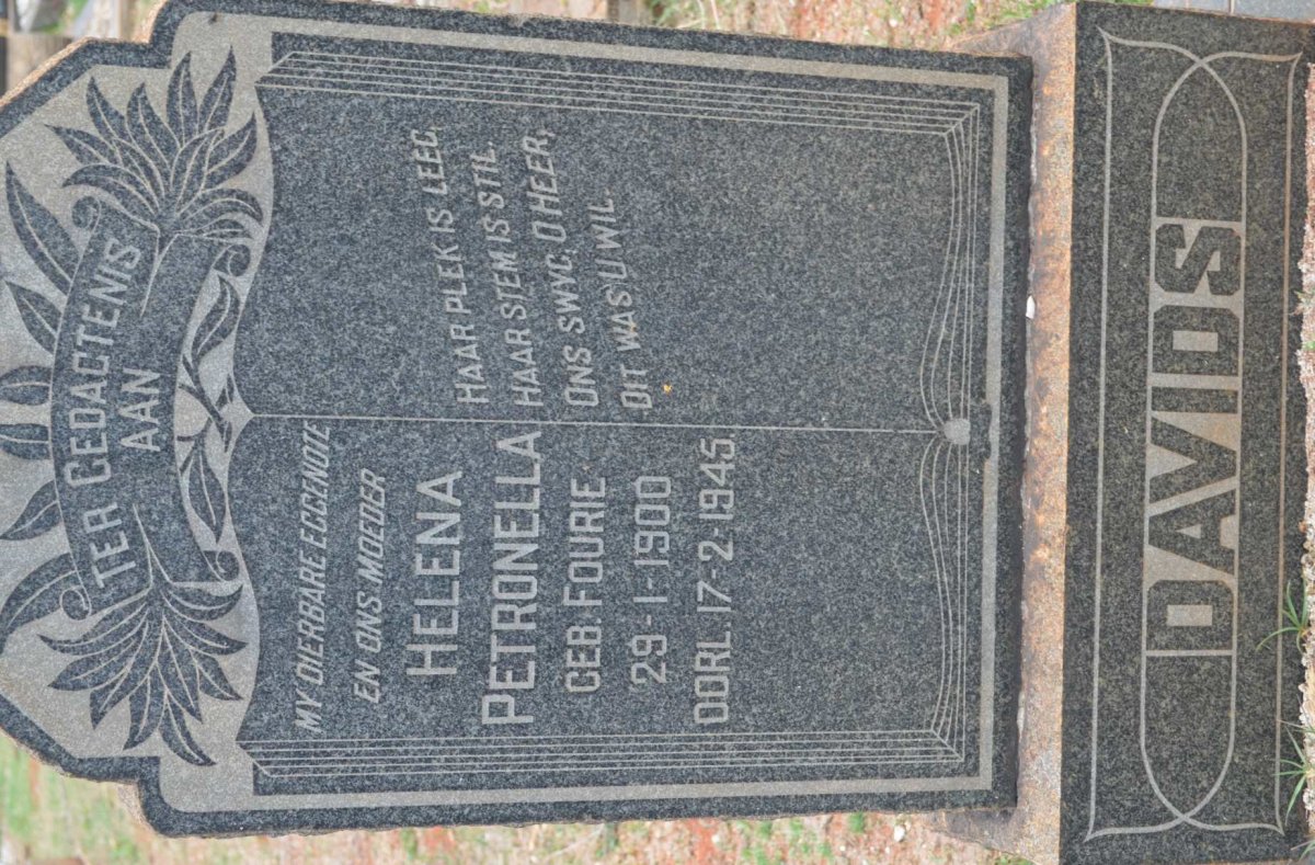 DAVIDS Helena Petronella nee FOURIE 1900-1945