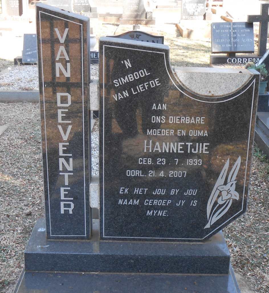 DEVENTER Hannetjie, van 1933-2007