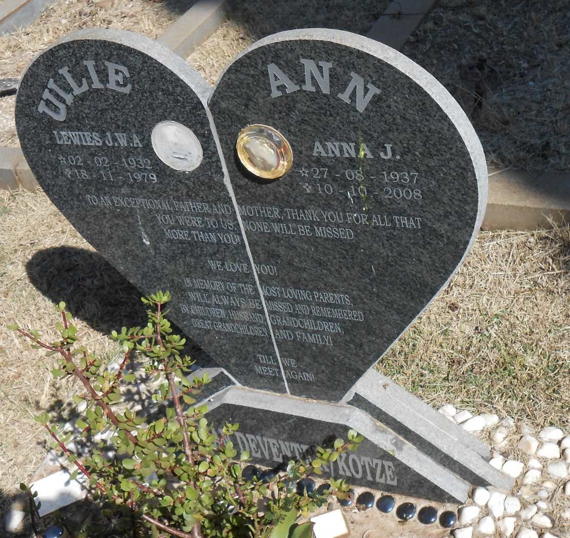DEVENTER Lewies J.W.A., van 1932-1979 &amp; Anna J. KOTZE 1937-2008