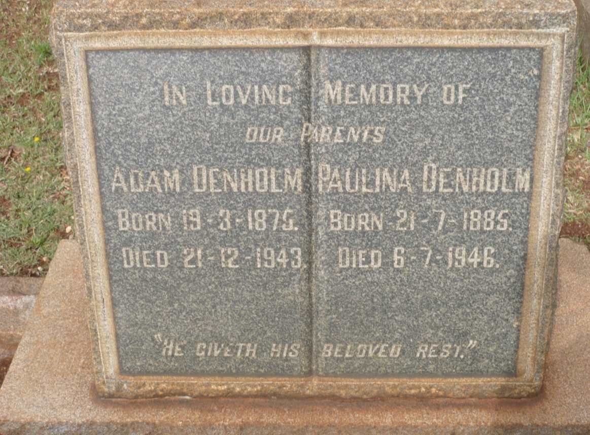 DENHOLM Adam 1875-1943 &amp; Paulina 1885-1946