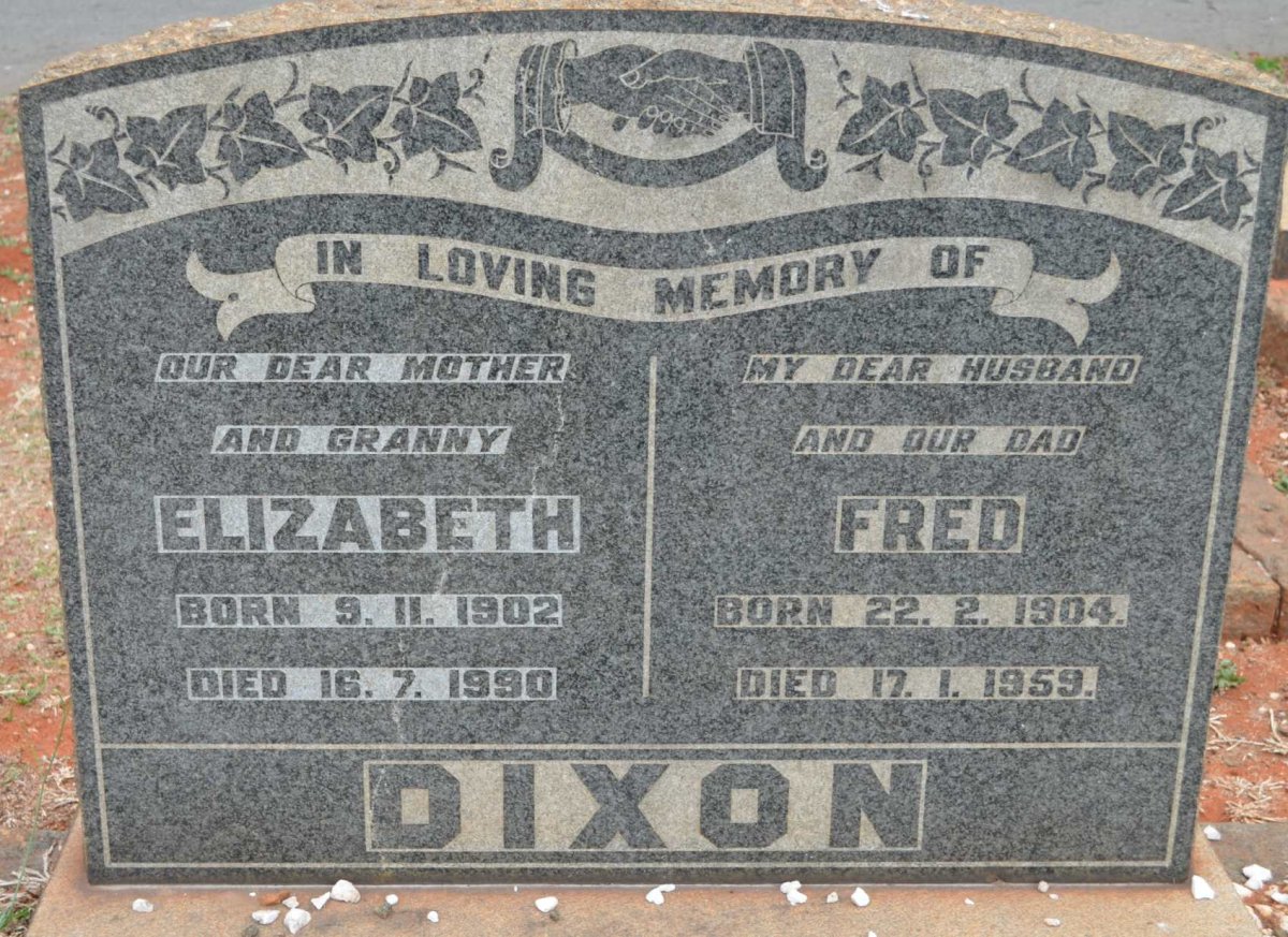 DIXON Fred 1904-1959 &amp; Elizabeth 1902-1990