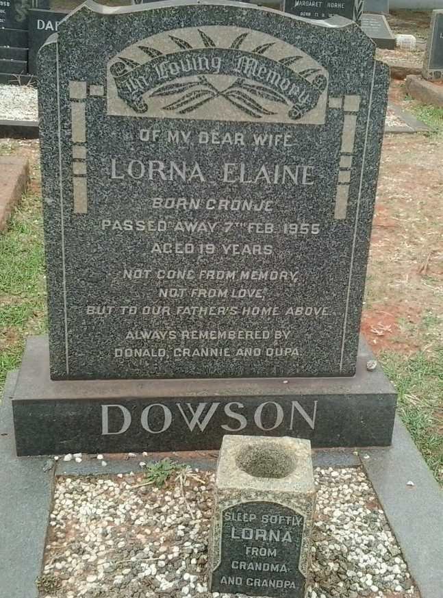 DOWSON Lorna Elaine nee CRONJE -1955