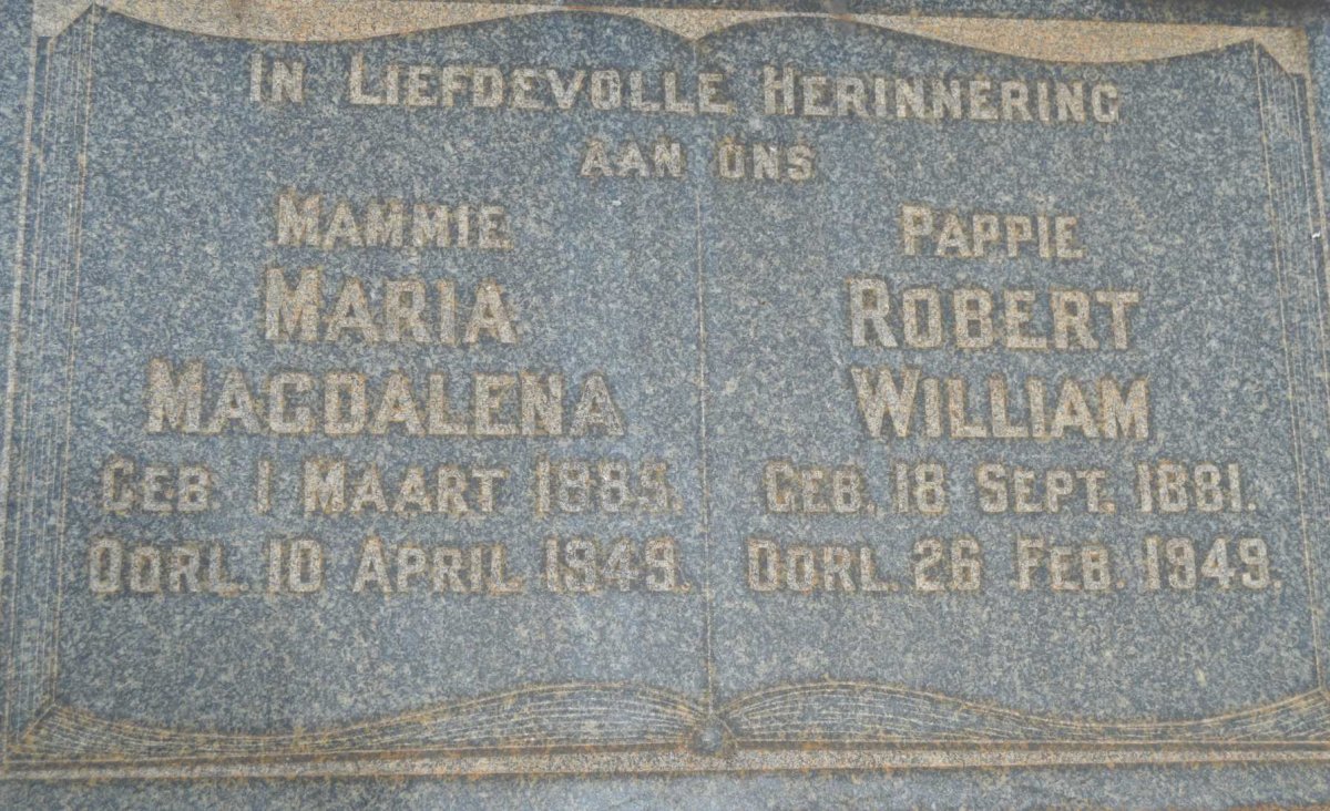 DORMEHL Robert William 1881-1949 &amp; Maria Magdalena 1885-1949