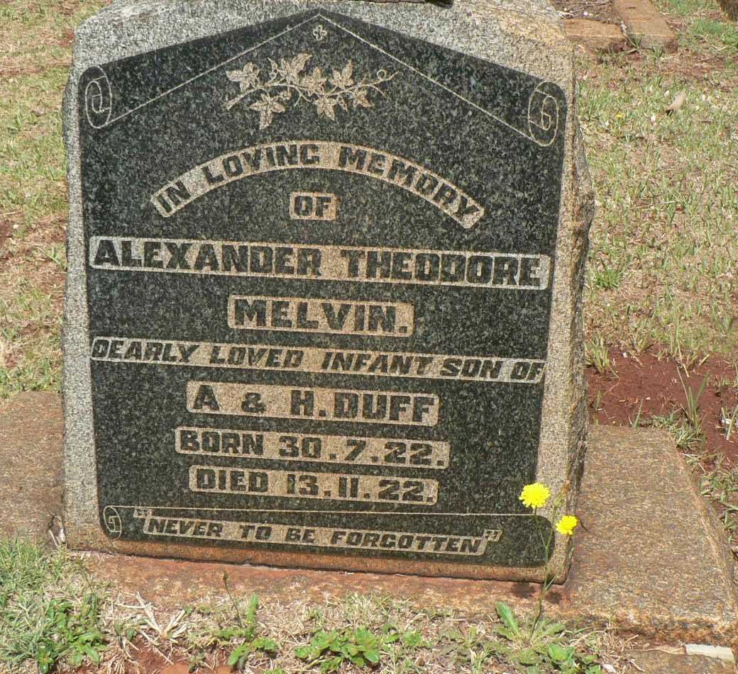 DUFF Alexander Theodore Melvin 1922-1922