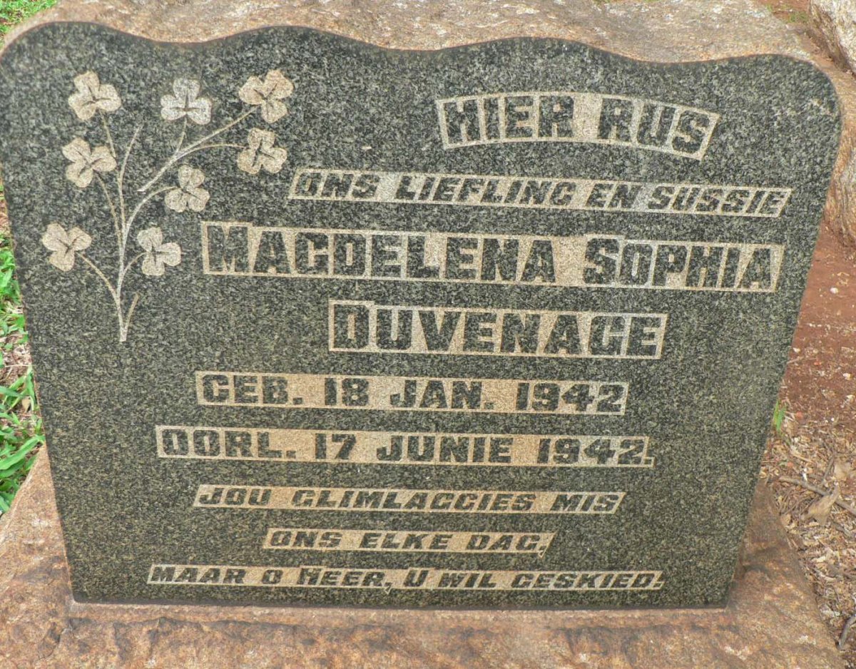 DUVENAGE Magdelena Sophia 1942-1942