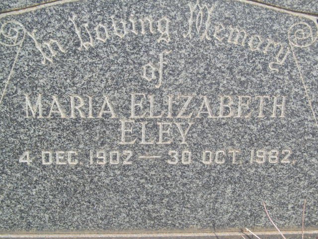 ELEY Maria Elizabeth 1902-1962