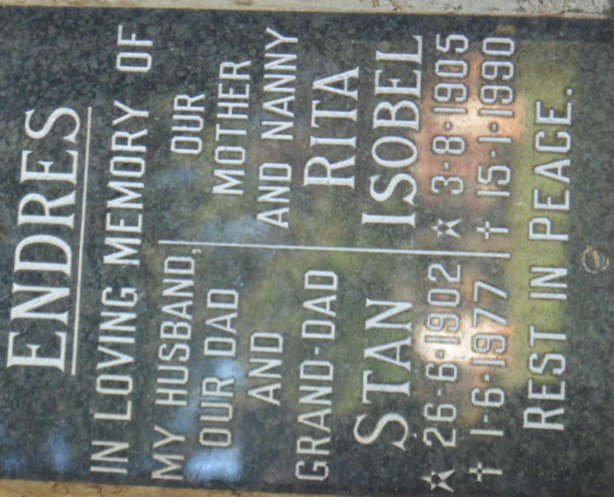 ENDRES Stan 1902-1977 &amp; Rita Isobel 1905-1990