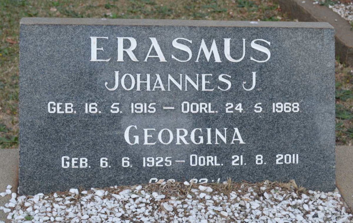 ERASMUS Johannes J. 1915-1968 &amp; Georgina 1925-2011