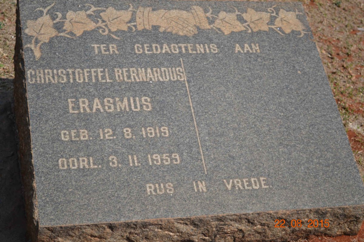 ERASMUS Christoffel Bernardus 1919-1959