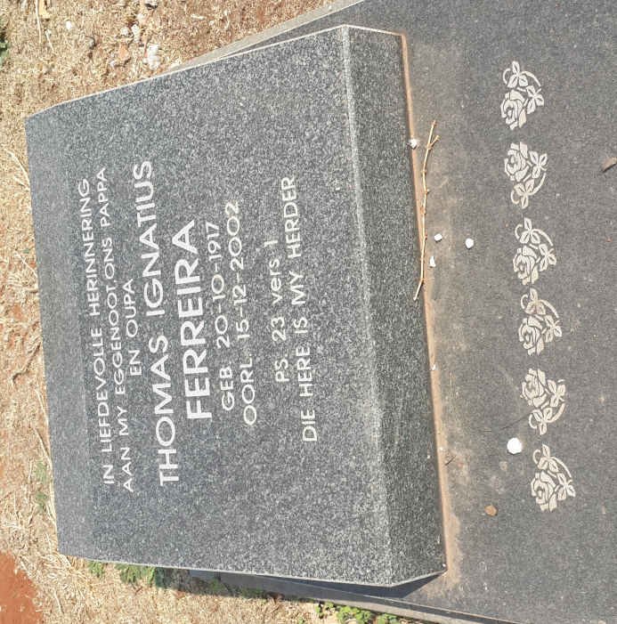 FERREIRA Thomas Ignatius 1917-2002
