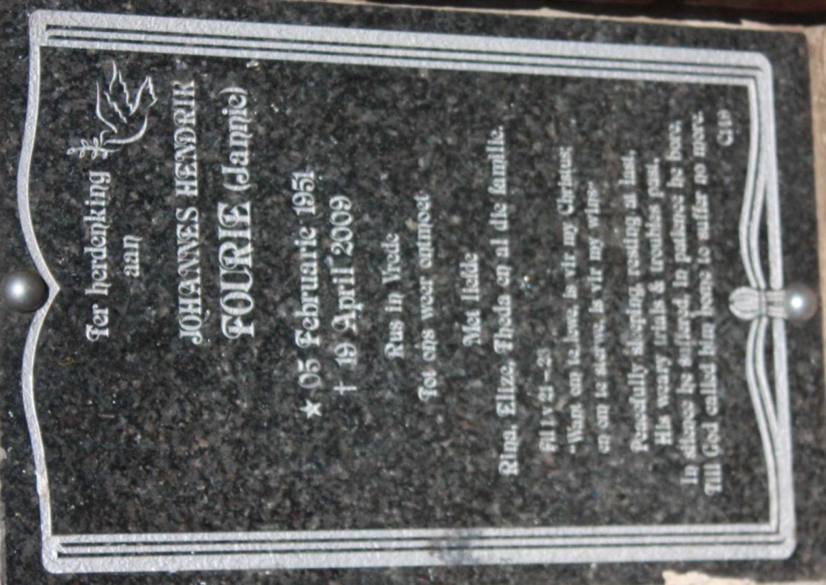 FOURIE Johannes Hendrik 1951-2009