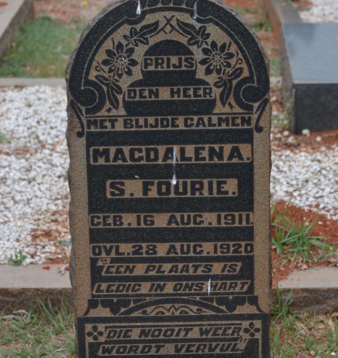 FOURIE Magdalena S. 1911-1920