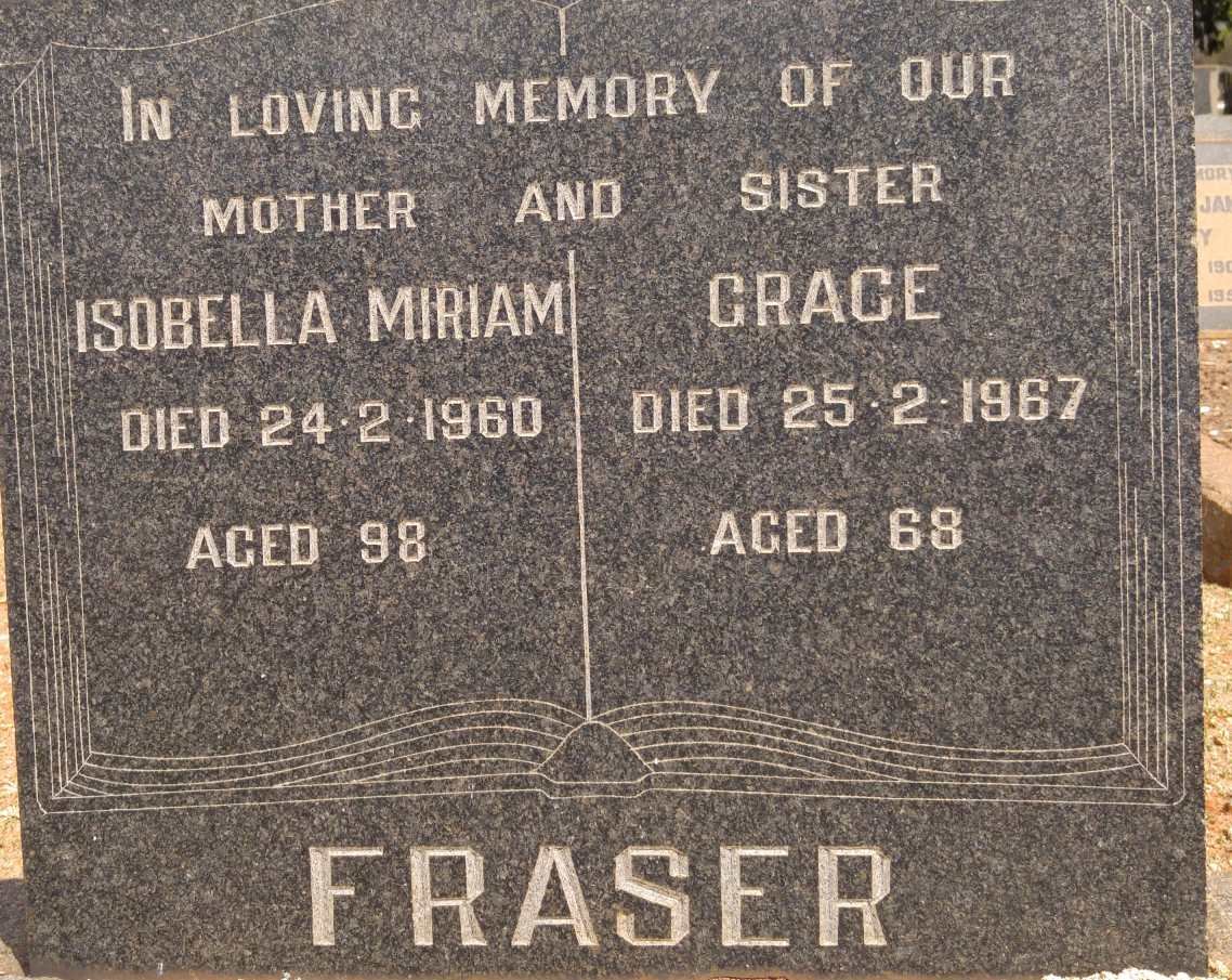 FRASER Isobella Miriam -1960 :: FRASER Grace -1967