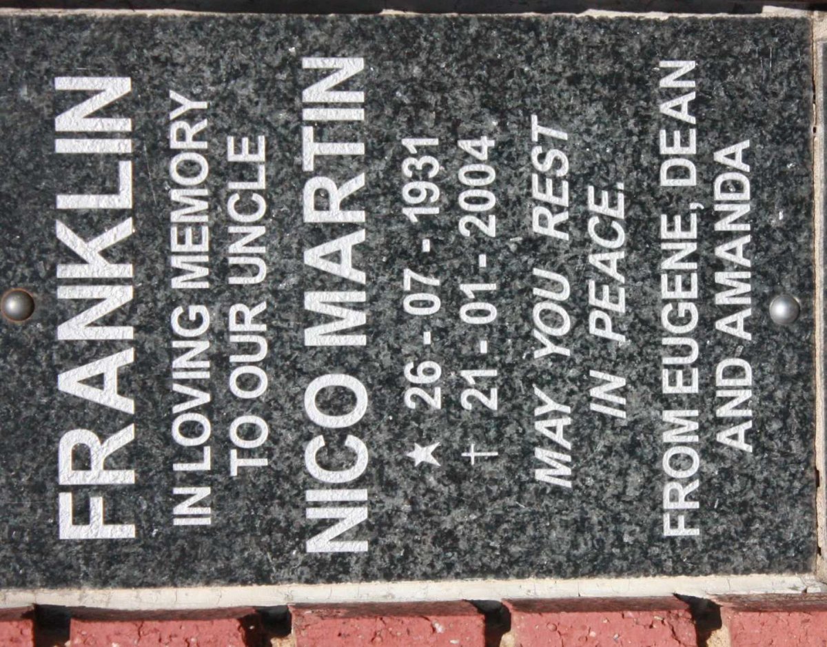 FRANKLIN Nico Martin 1931-2004