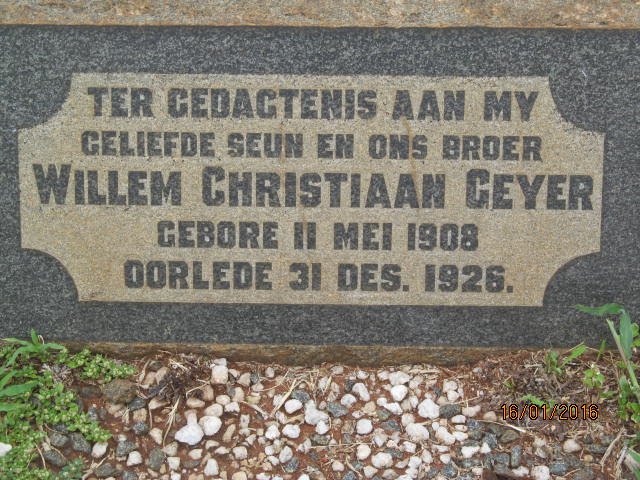 GEYER Willem Christiaan 1908-1926
