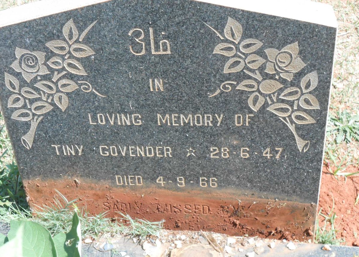 GOVENDER Tiny 1947-1966