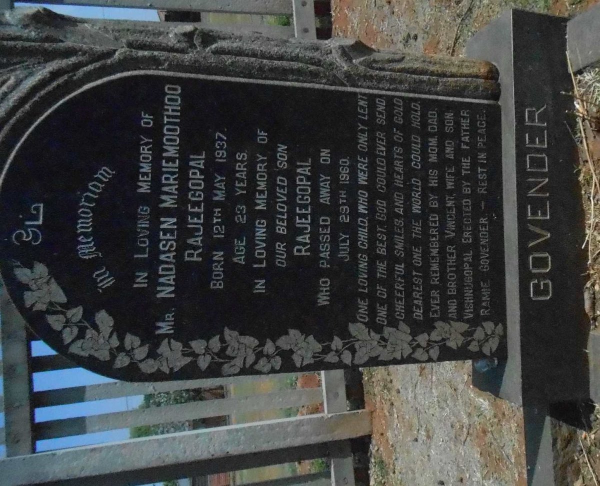 GOVENDER Nadasen Mariemoothoo 1937-1960
