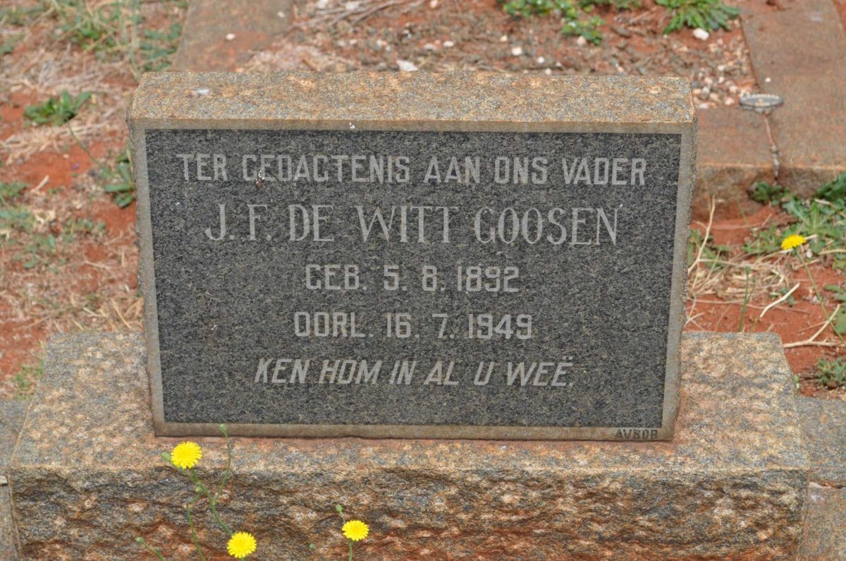 GOOSEN J.F. De Witt 1892-1949