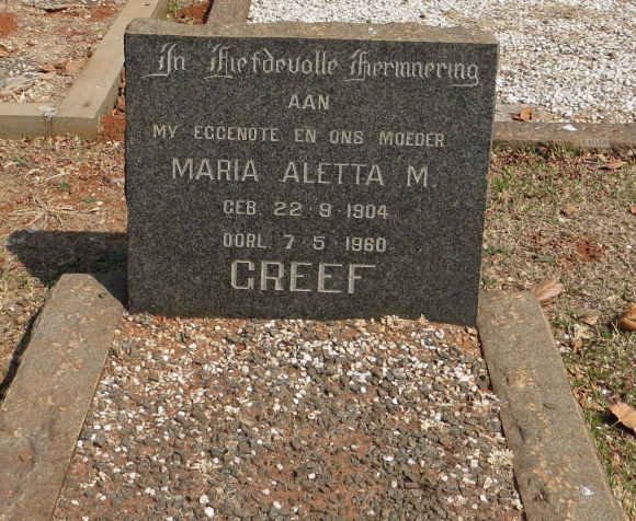 GREEF Maria Aletta M. 1904-1960