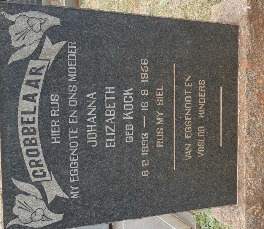 GROBBELAAR Johanna Elizabeth nee KOCK 1893-1956