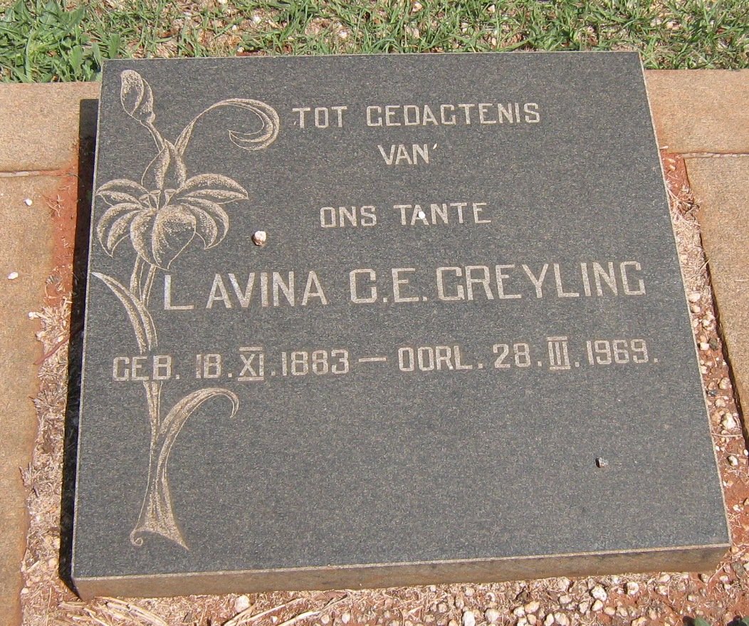 GREYLING Lavina C.E. 1883-1969