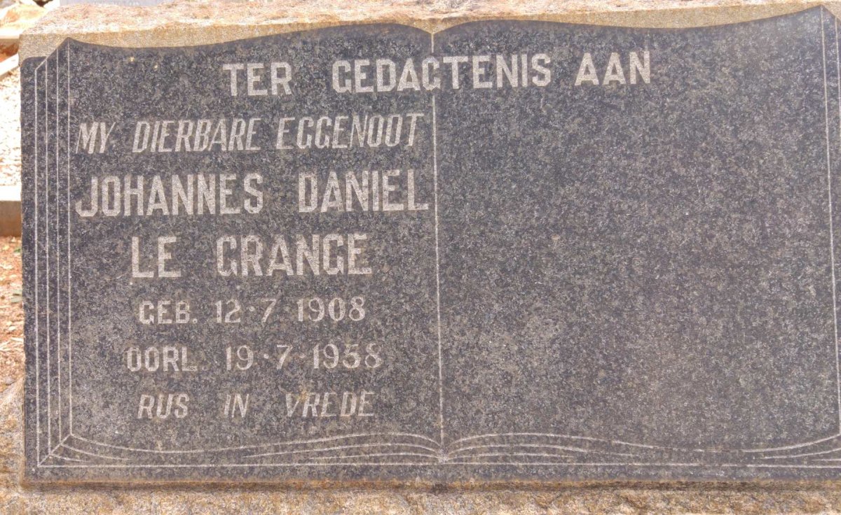 GRANGE Johannes Daniel, le 1908-1958