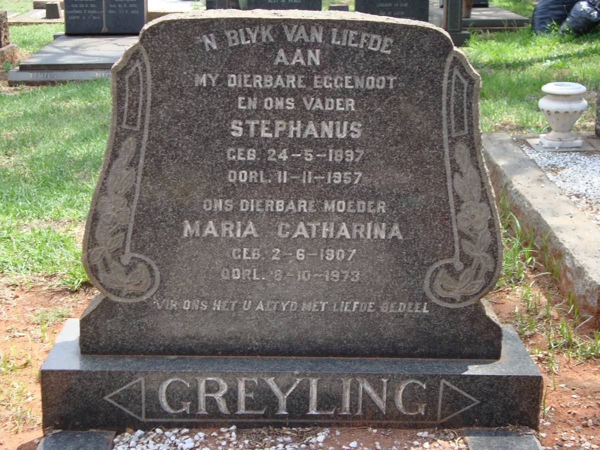 GREYLING Stephanus 1897-1957 &amp; Maria Catharina 1907-1973