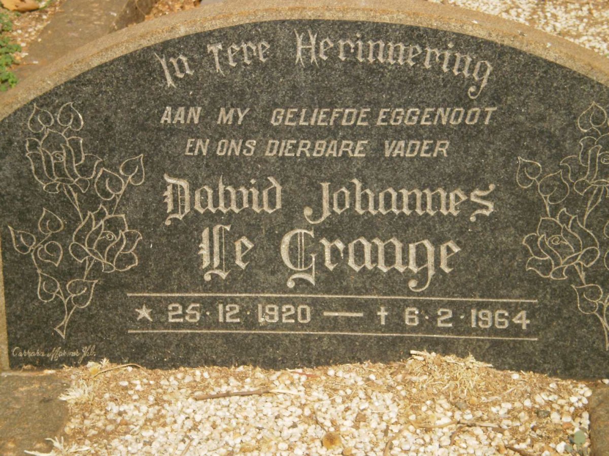 GRANGE Dawid Johannes, le 1920-1964
