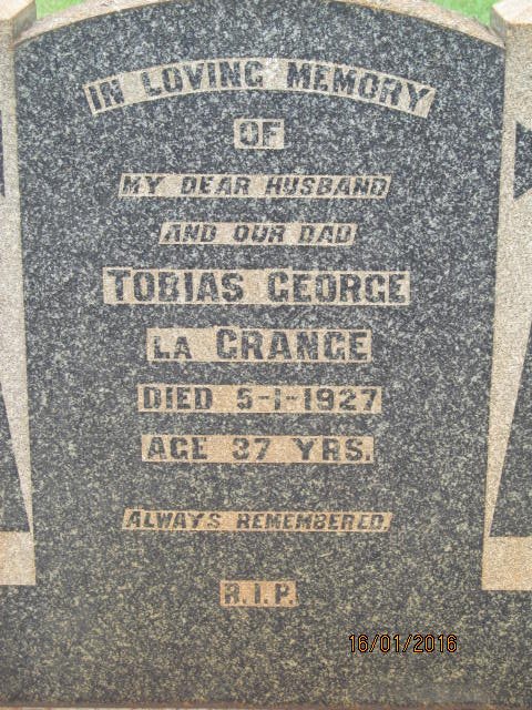 GRANGE Tobias George, la -1927