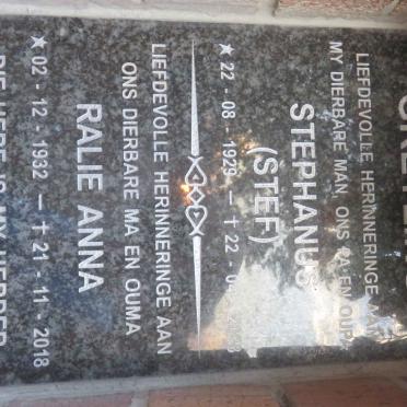 GREYLING Stephanus 1929-2008 &amp; Ralie Anna 1932-2018